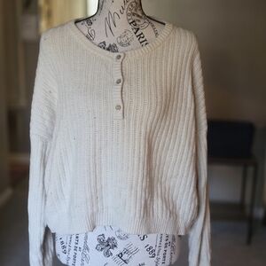 No Boundaries Cream Button-Front Sweater